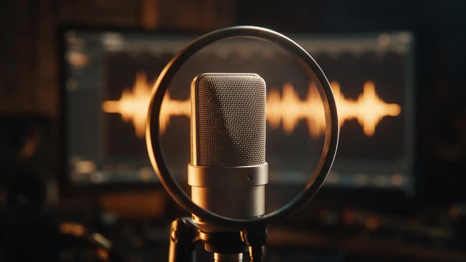 A studio microphone with a waveform, representing the Audio Studio