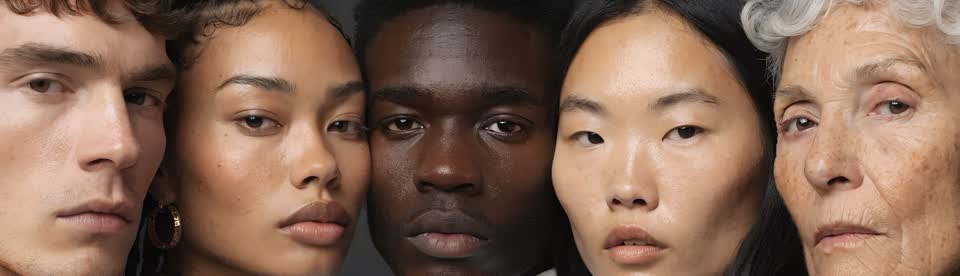 Five generated faces side by side