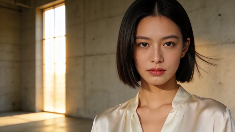 A woman in a white shirt in a sunlit room — generated in the Image Studio