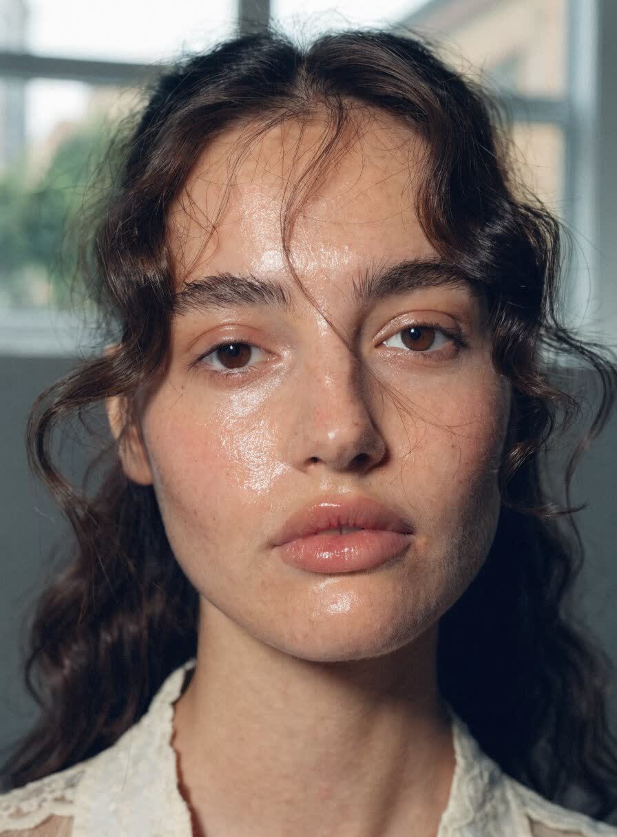 The same portrait after True Touch, with natural pores and skin texture