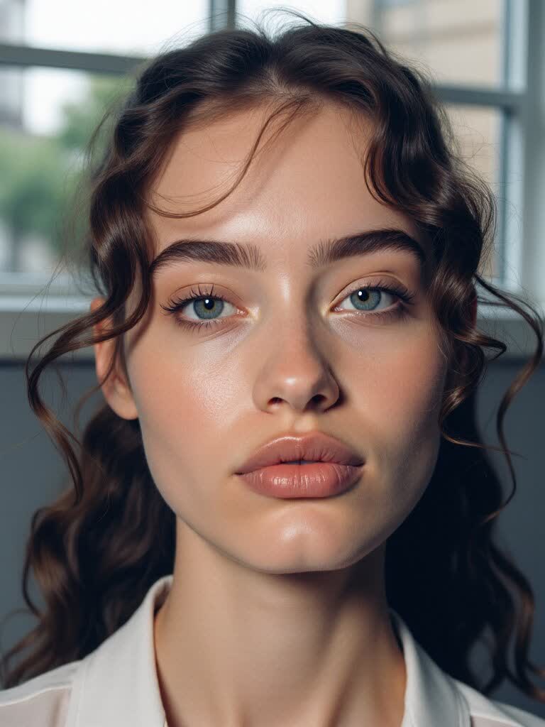 An AI portrait with smooth, plastic-looking skin